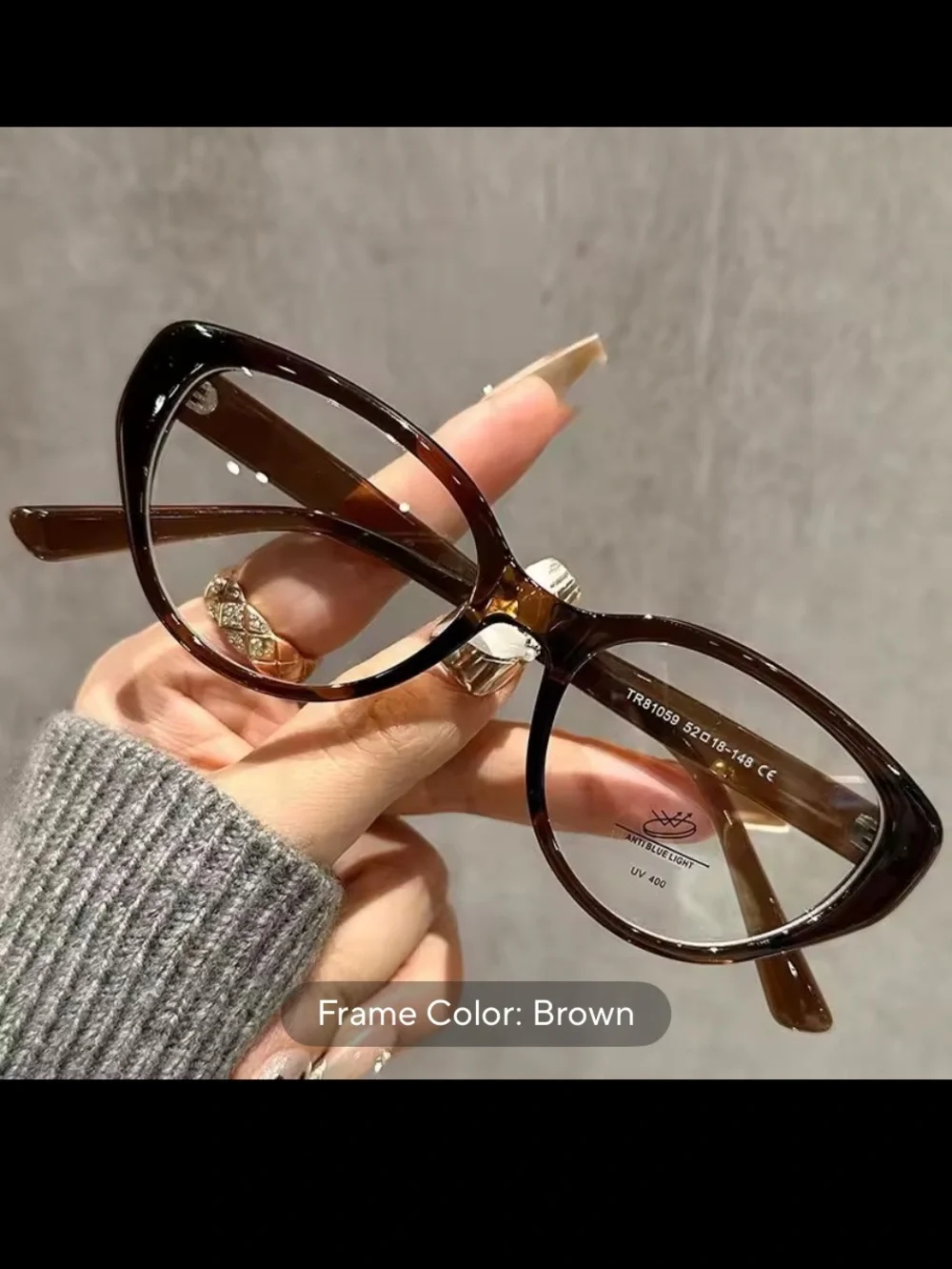 NWT brown cat eye minus glasses - 2.50 near sighted lens myopia